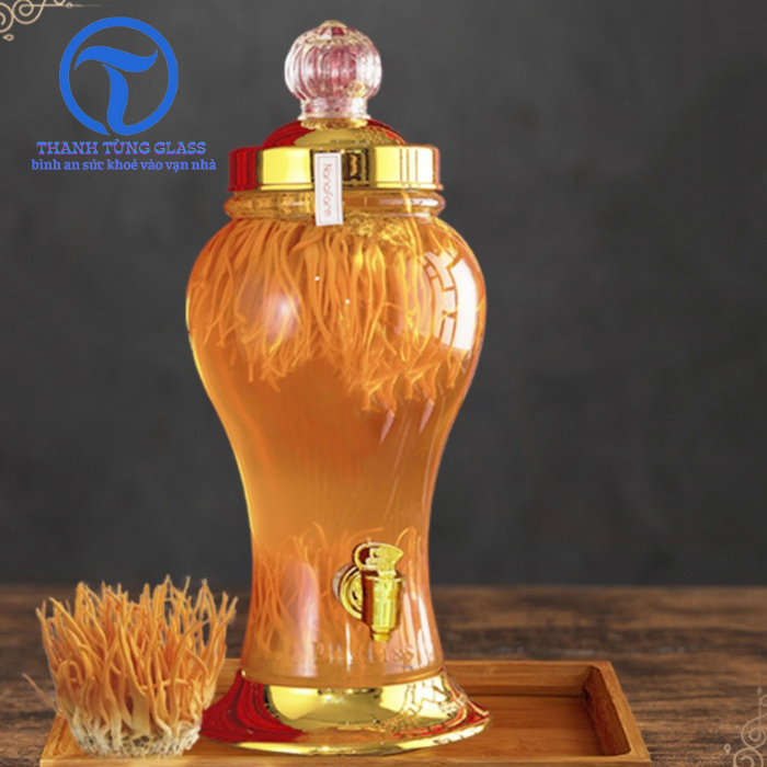 BÌNH NGÂM RƯƠU SÂM THỦY TINH   Phú Hoà 4 LÍT CÓ VAN