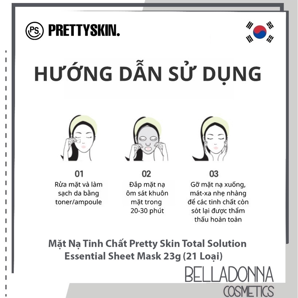 Mặt Nạ Tinh Chất Pretty Skin Total Solution Essential Sheet Mask 23g (21 Loại)