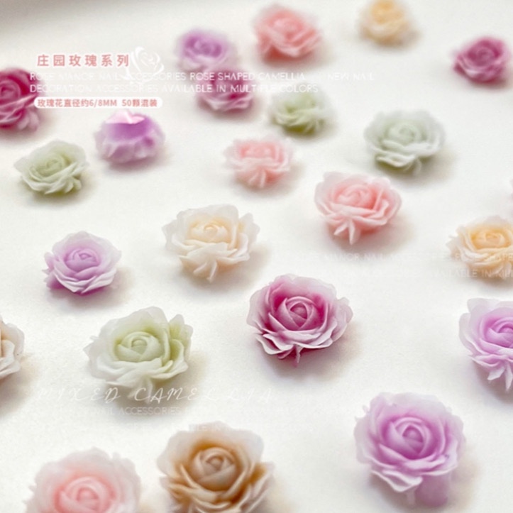 Set 25 Charm Hoa Hồng Pastel 2 Màu | Trang Trí Móng Tay