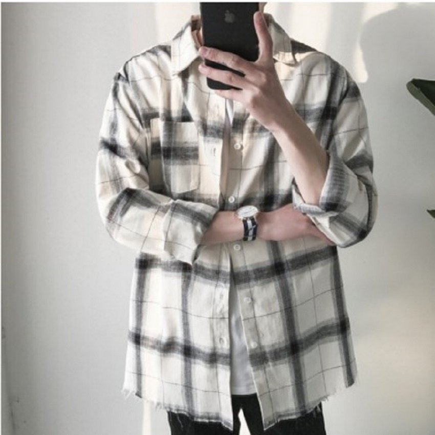 Áo khoác sơ mi caro dài tay form Unisex thời trang PONIVALAZA cao cấp mẫu mới hot trend