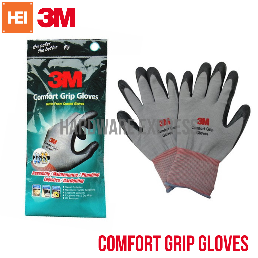 3M Nitrile Foam Coated Comfort Grip Gloves for Safe & Comfortable Work Gray 