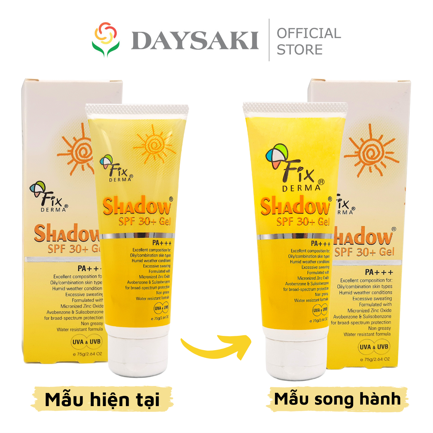 [HCM]Fixderma  Gel Chống Nắng Da Mặt Shadow SPF 30+ (75g)
