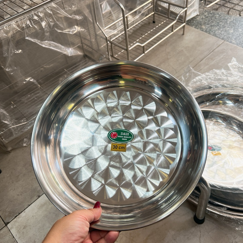 Mâm tròn inox 304 size lớn 46cm -> 56cm