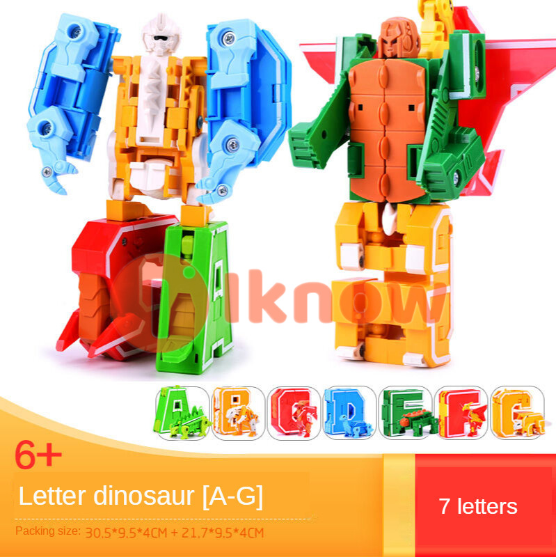I know Alphabet dinosaur Robot Action Figure Toys for Kids ABC Learning, Birthday Party, School Classroom Rewards, Carnival Prizes, Pre-School Education Toy, Easter Basket Stuffers, Christmas Stocking Stuffers