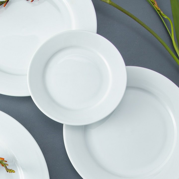 Đĩa sứ trắng nông tròn đủ cỡ Long Phương cao cấp