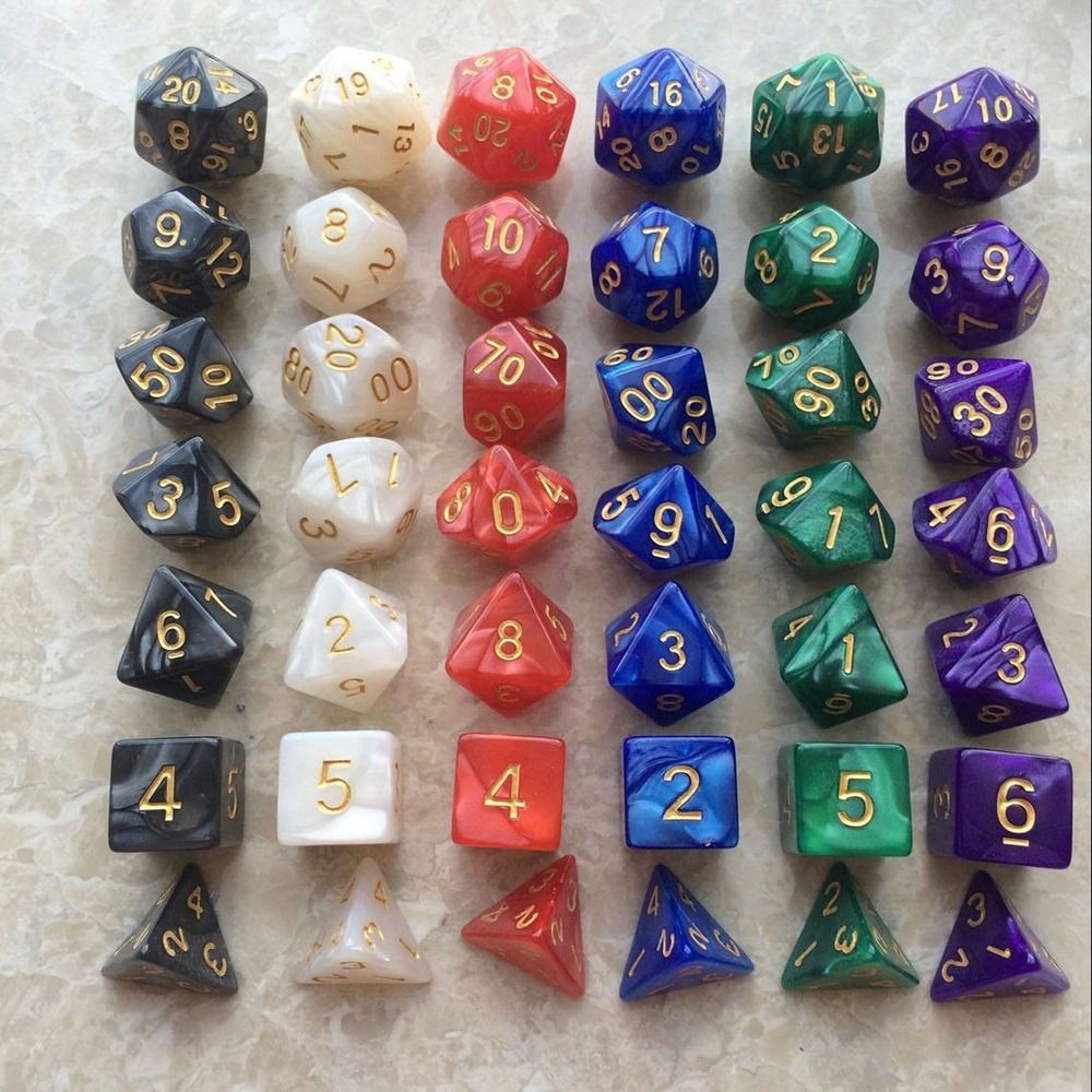 Khá MJ 7 cái/Bộ trò chơi trên bàn DND DICE D4 D6 D8 D10 D12 D20 7-Die xúc xắc đa diện nhiều mặt Acrylic trò chơi xúc xắc trpg DND
