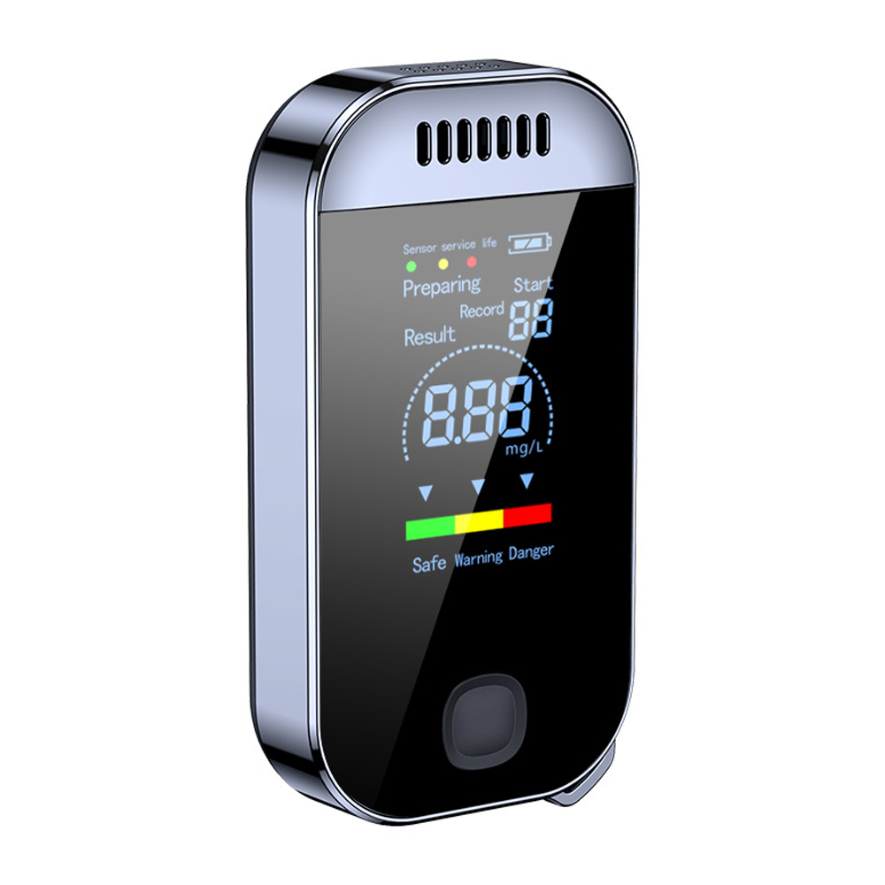 Alcohol Tester Portable High Accuracy Breathalyzer Non-Contacting Alcohol Detector USB Rechargeable with Digital LED Screen Alarm Function