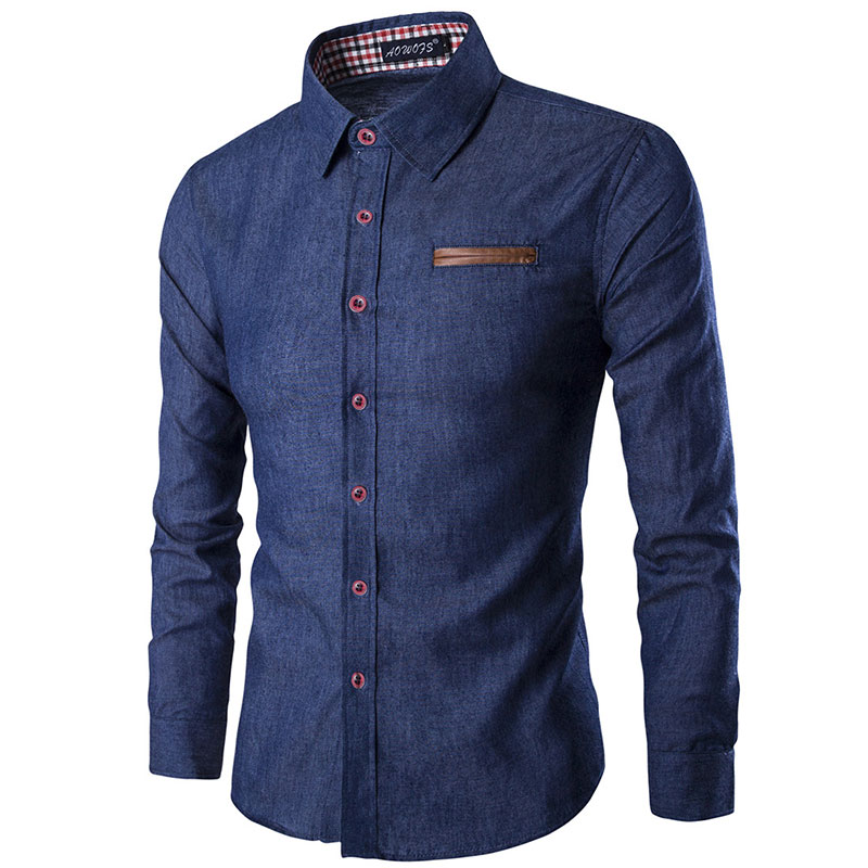 MOLAN Korean-style denim shirt Men's long-sleeved shirts ftylish business shirts handsome casual shirt