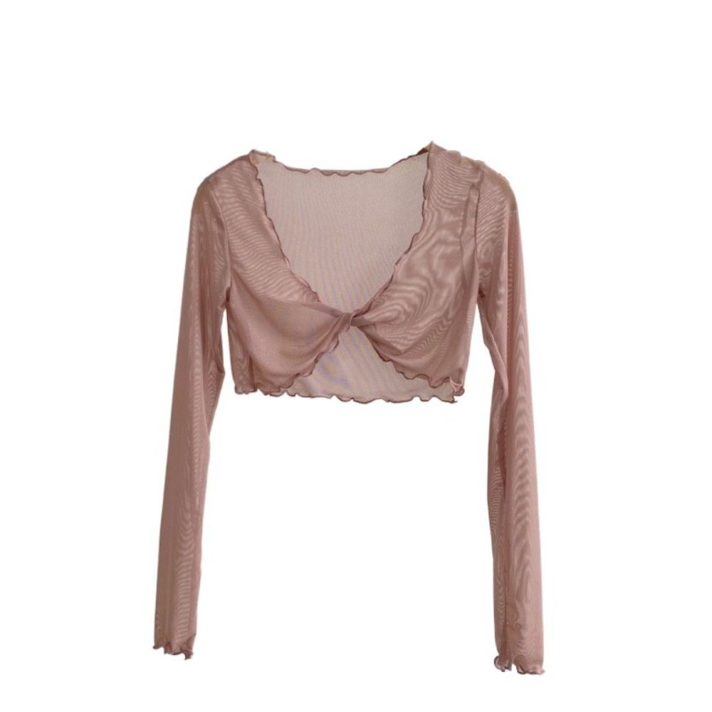 Simple%20Ruffle%20Mesh%20Knot%20Cardigan%20Long%20Sleeve%20V-neck%20Sun%20Protection%20Tops%20Beach%20Wear%20Shirts%20for%20Women%20Holiday%20-%20Image%209