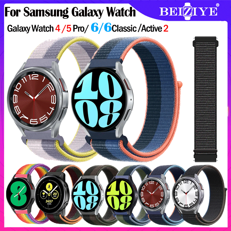 Nylon Strap For Samsung Galaxy Watch 6 6 Classic 43mm 47mm Galaxy Watch 5 / 5 Pro /Samsung Watch 4 / 4 Classic / Active 2 Smart Watch Watchband Sport nylon Loop Band Wristbands Acceccories