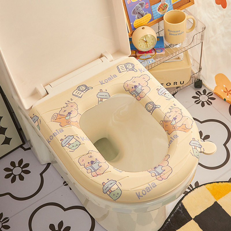 Three Rabbits Toilet Cover Sticker Decals,Flower Leaf Bird