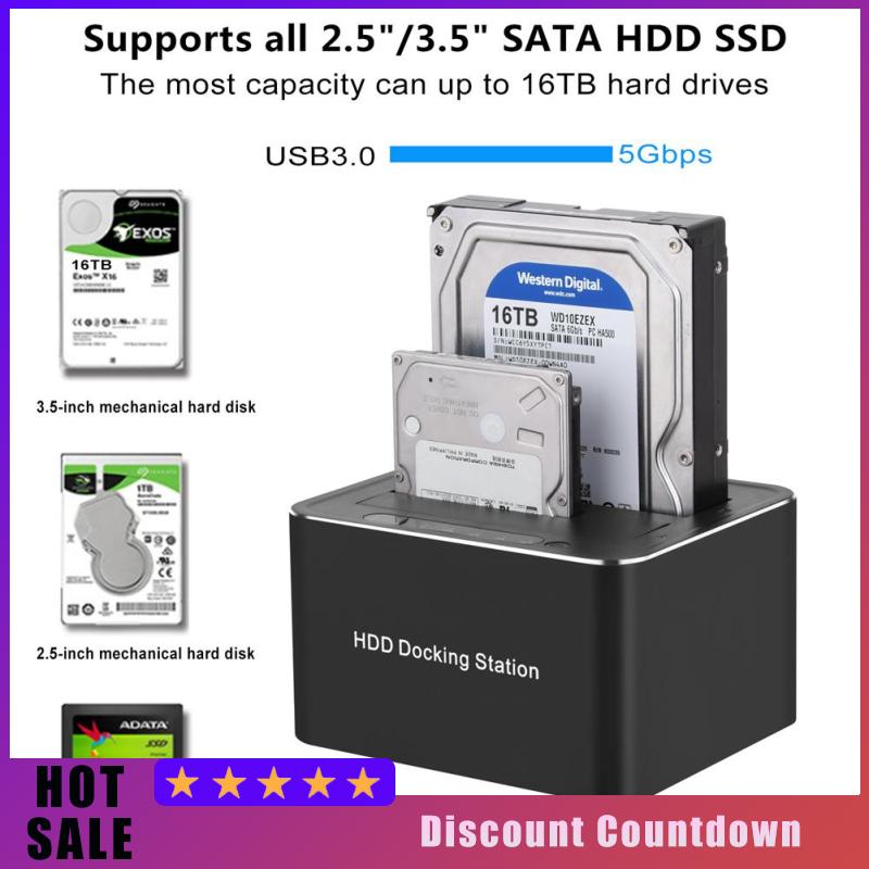 Usb3.0 Hard Disk Base 2.5/3.5 Inch Hard Drive Disk Case Double Bay Sata Expansion Base Copy Clone Function