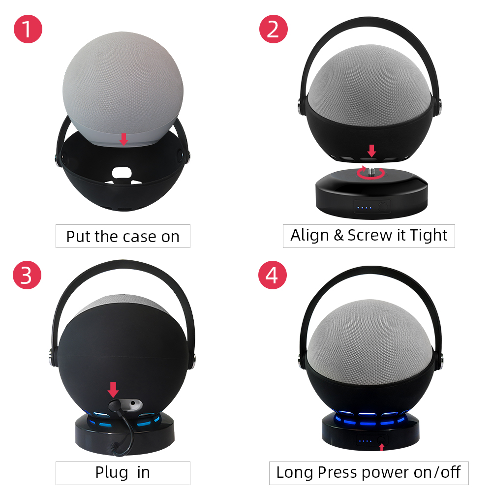 【Unlimited reLurchase】Base For Echo 4th Gen Smart Speaker Portable Charger Docking Station Alexa Echo 4th Wall Mount Stable Stand Pack. 