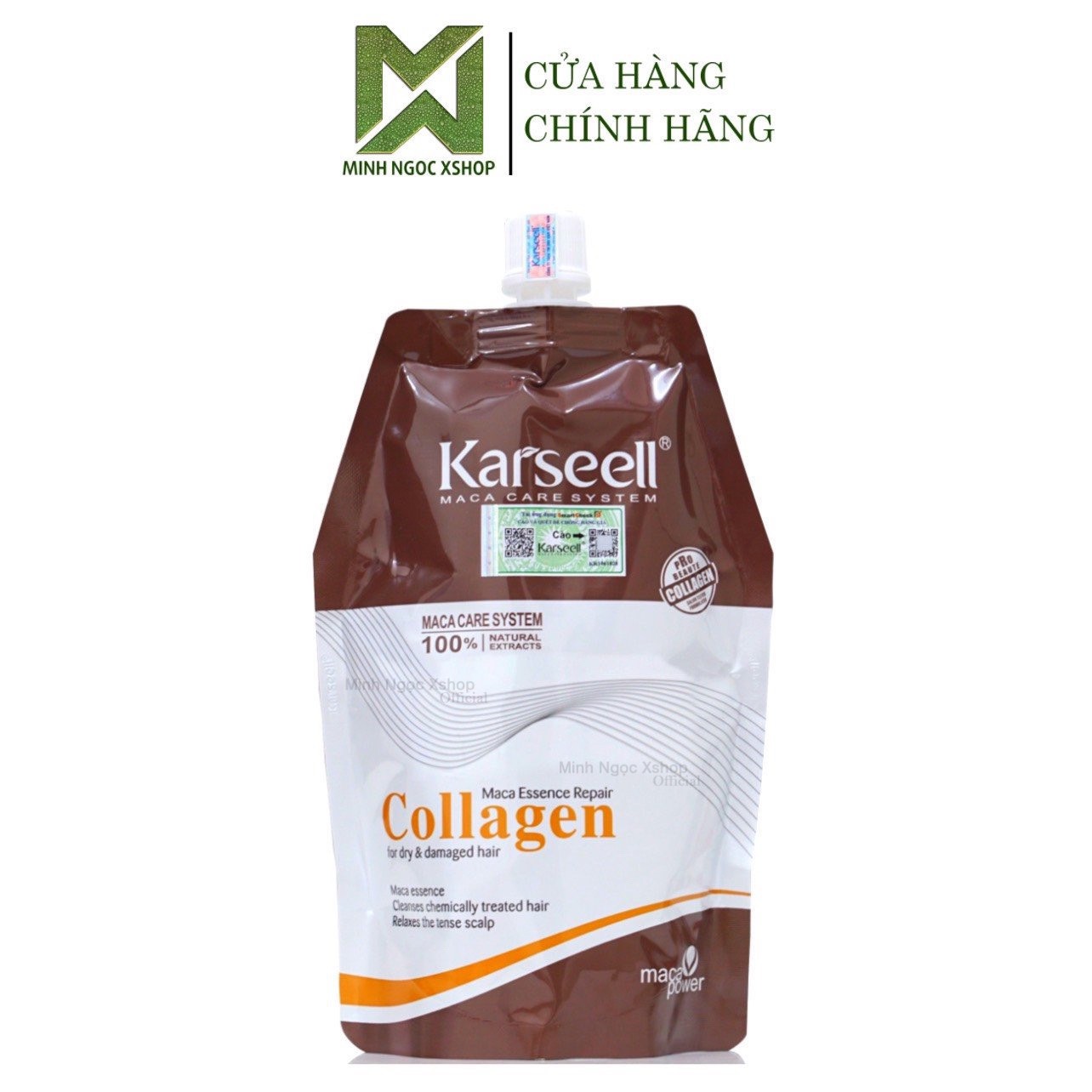 Kem ủ tóc Karseell, dầu hấp phục hồi siêu mượt collagen Karseell Maca dạng túi 500ML chính hãng
