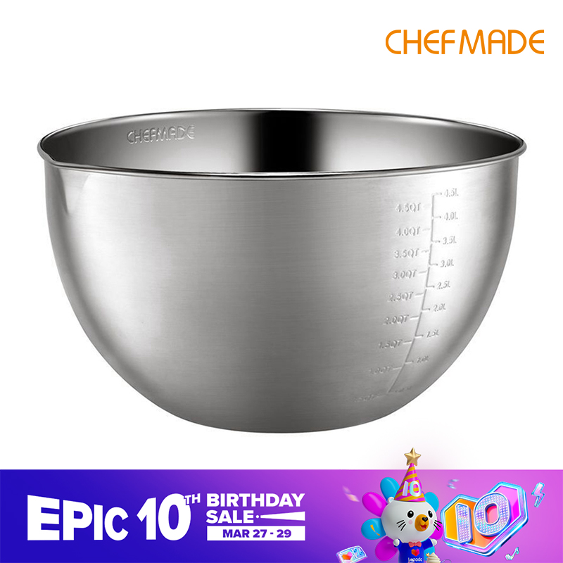 CHEFMADE 18/8 Stainless Steel 24cm kitchen household round egg bowl mixing basin cream pot WK9365