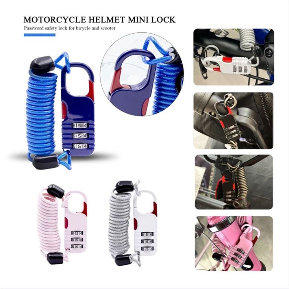 SWALLOWED Mini Metal Safety Accessories Cable Bicycle Accessories Cable Lock Bicycle Lock Security Lock Cable Lock Helmet Lock