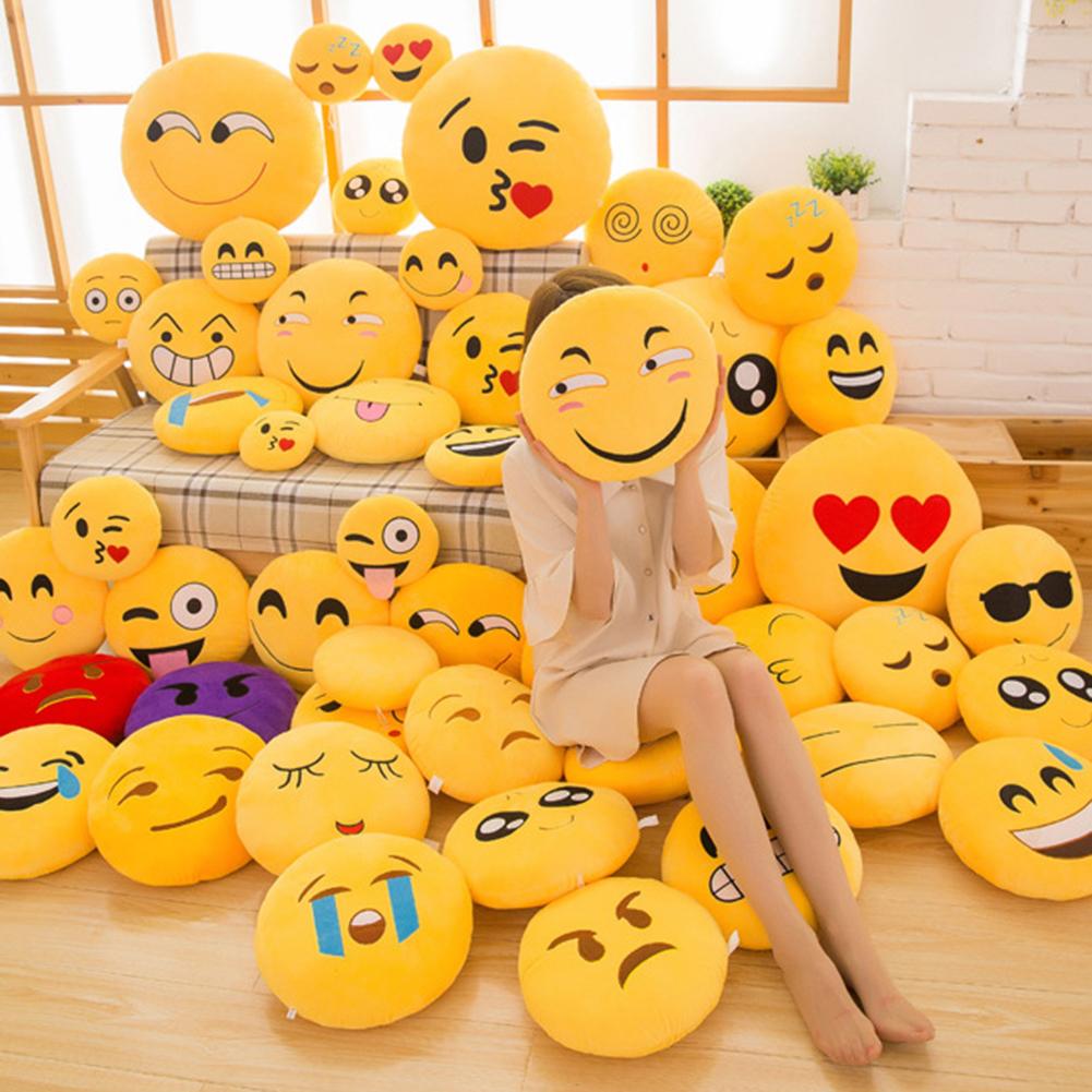 Hittime 15CM Soft Emoji Yellow Round Cushion Emoticon Stuffed Plush Toy Pillow #253729. 