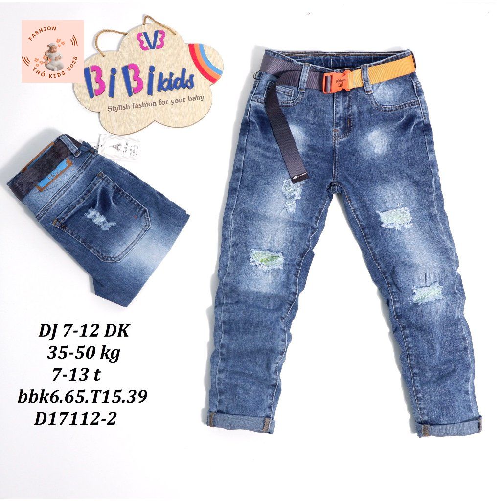 35-50kg-QUần jean Jogger bé trai hiệu BibiKids