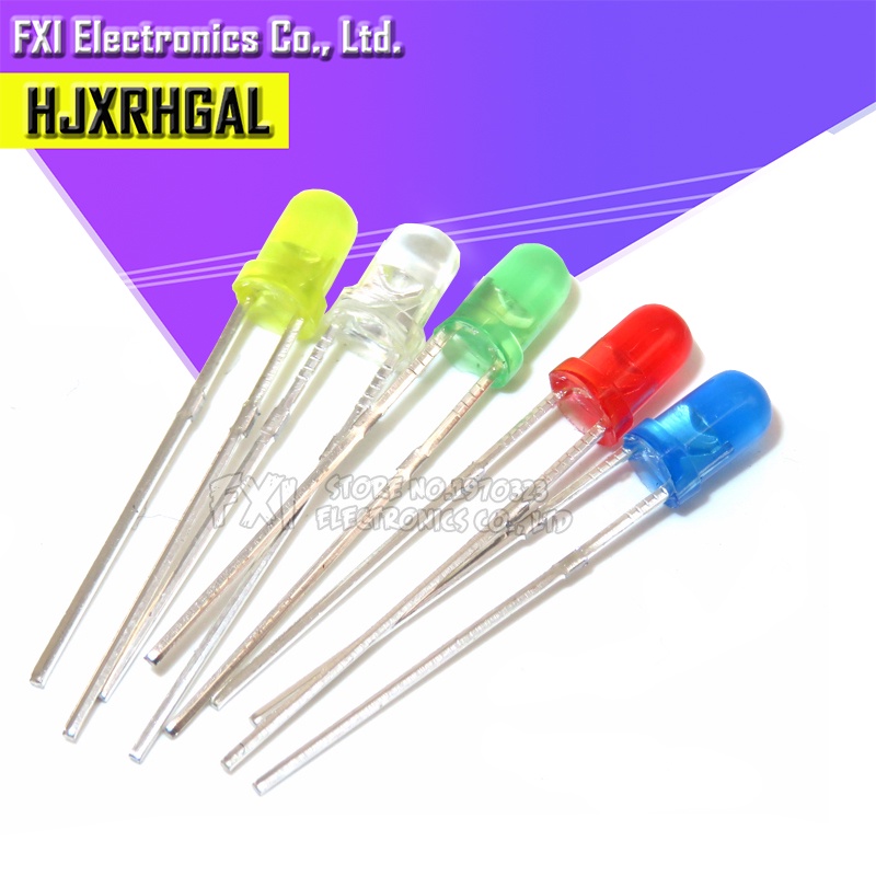 100pcs Red Green Yellow White Orange Blue 3mm led light-emitting new original