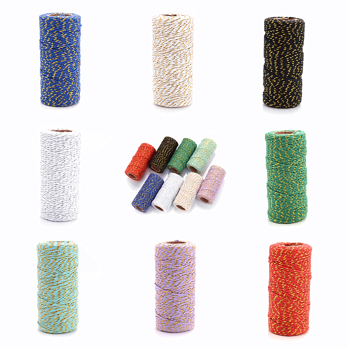 50m 1.5mm Golds Wire Cotton Rope Double Color Braided Cord Twine Rope ...