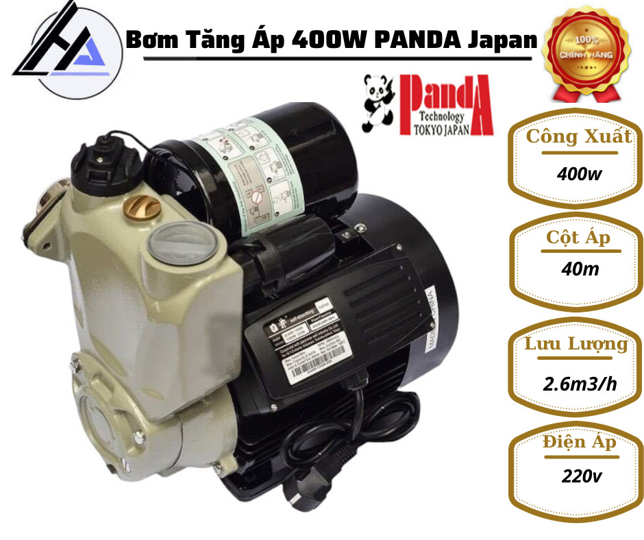 Máy bơm tăng áp PANDA 400w-Chính hãng-Dùng tăng áp được nước nóng-Bảo hành 12 tháng