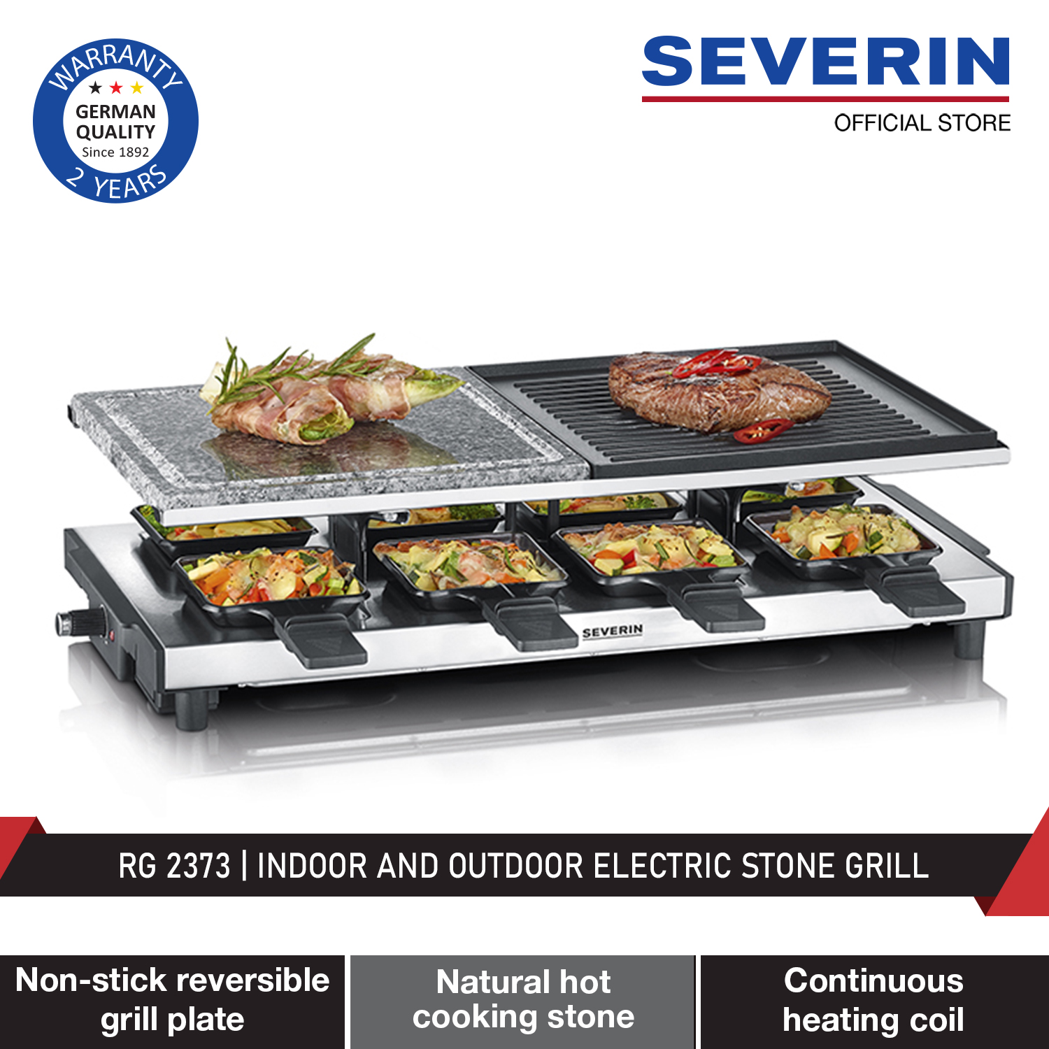 Severin RG 2373 Smokeless Odourless Indoor and Electric Natural Stone Grill Year Warranty | Lazada Singapore