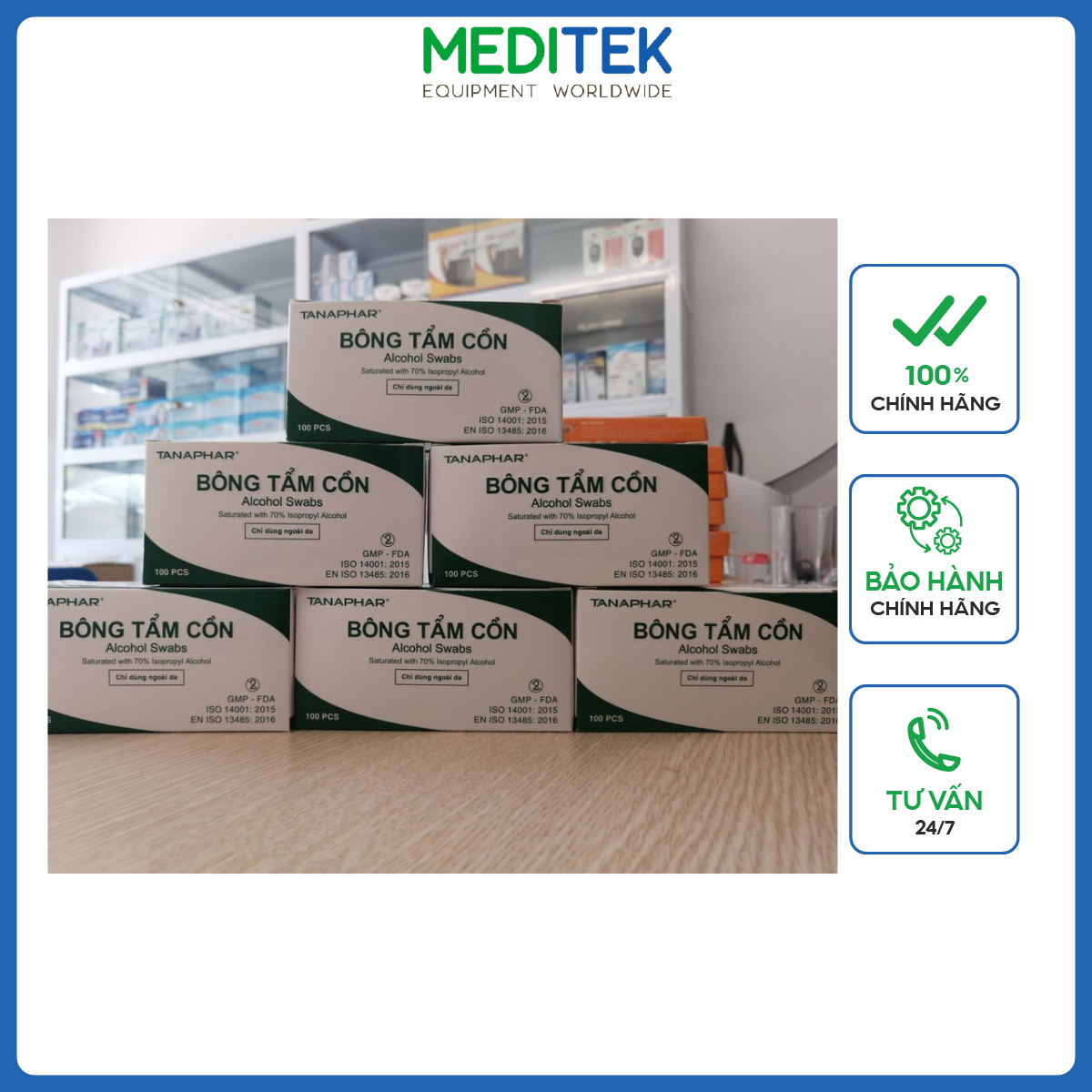 Bông tẩm cồn Tanaphar Hộp 100 miếng