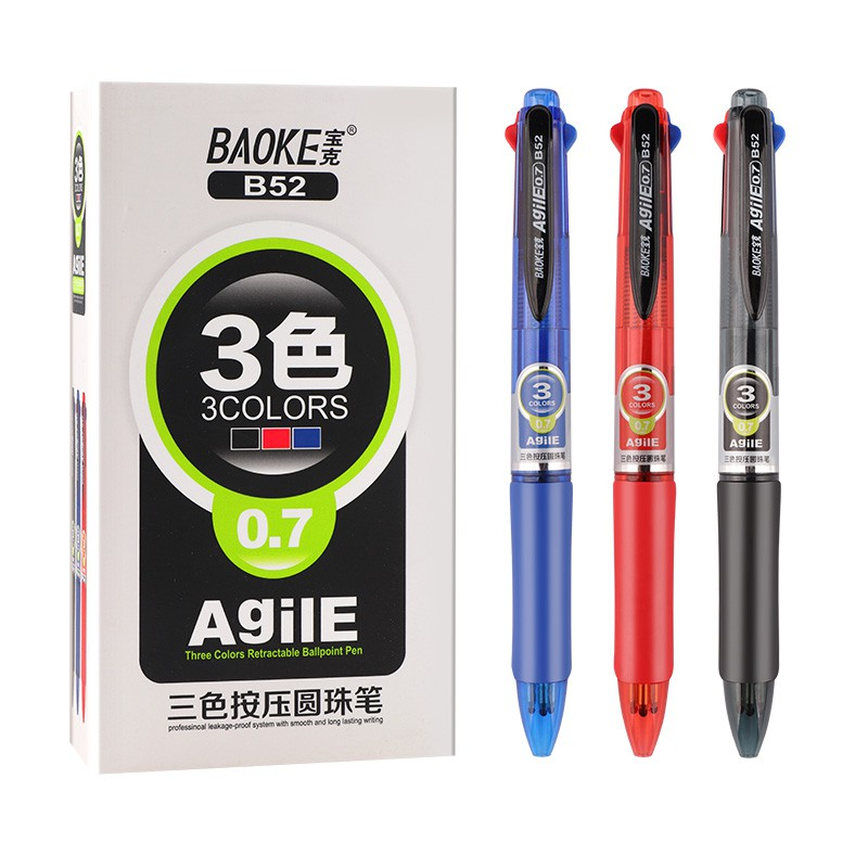 Bút bi 3 ngòi baoke b52 0.7mm