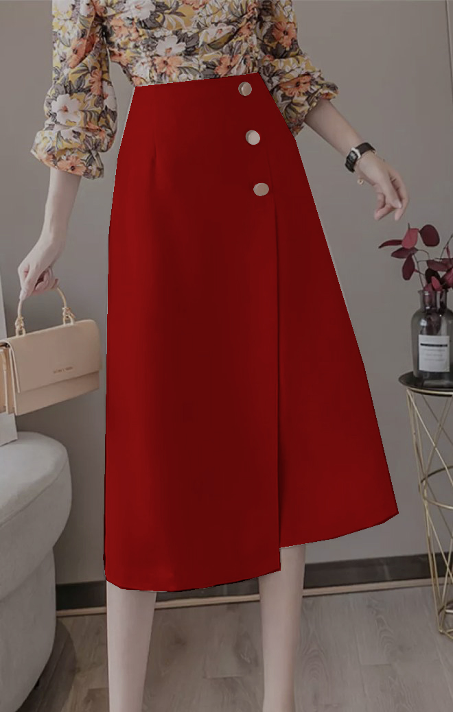 [HCM]Chân Váy Dài Chữ A Phối Nút Stella ❣️