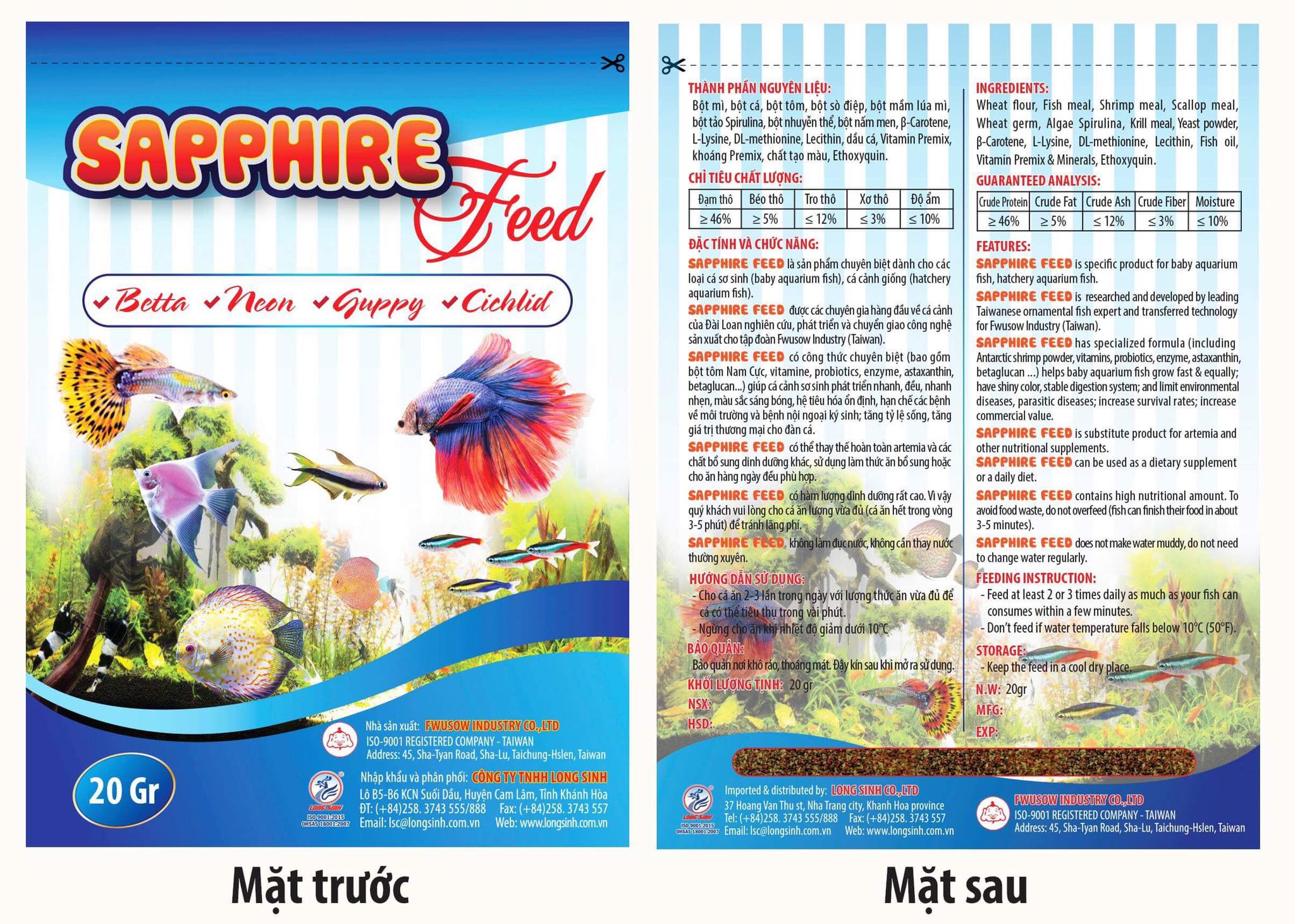 Cám Sapphire Feed - Thức Ăn Chuyên Dụng Cho Cá Cảnh Nhỏ (Guppy, Betta, Neon, Bình Tích....)