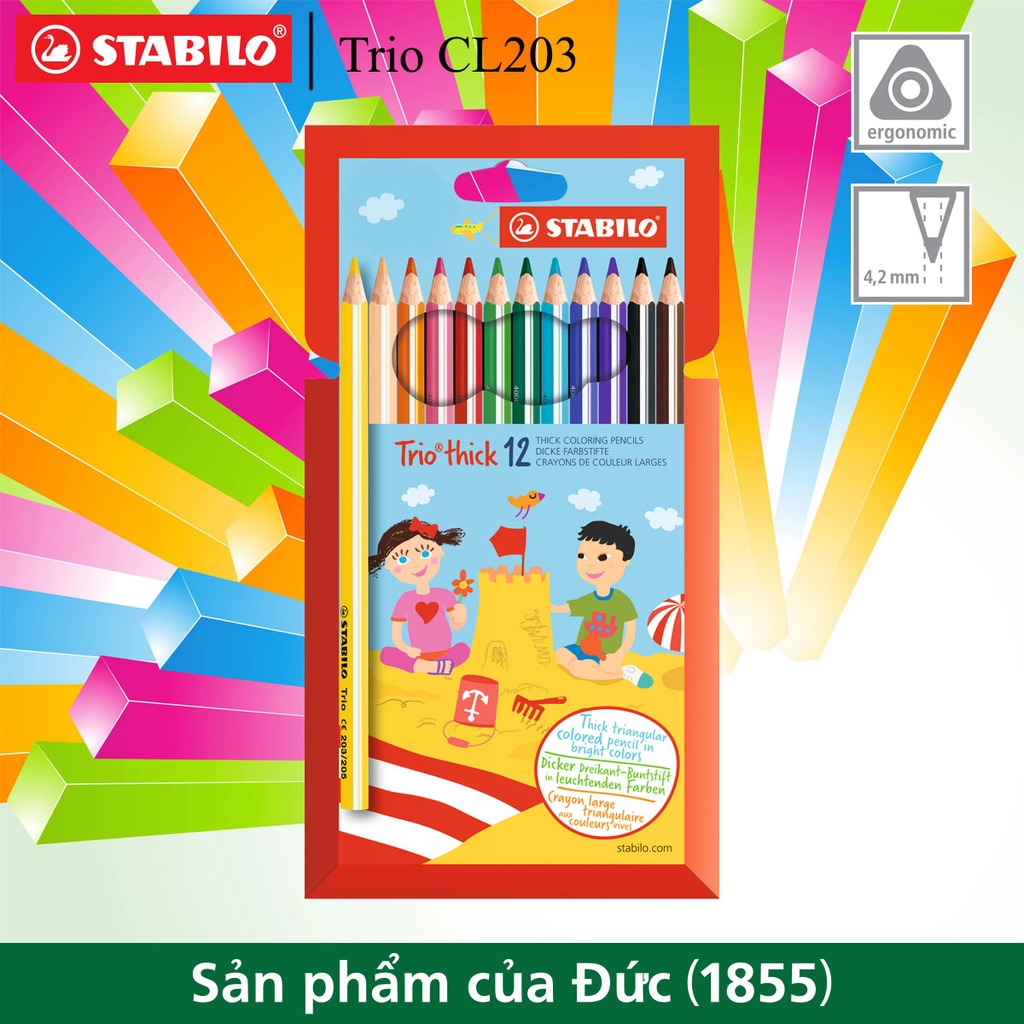 Vỉ bút chì màu STABILO Trio Thick 12 màu (CL203-12P)