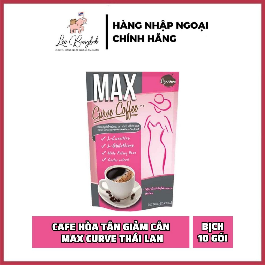 Bịch 10 gói cafe giảm cân hòa tan max curve coffee thái lan, cà phê giảm cân, đốt mỡ thừa hiệu qủa