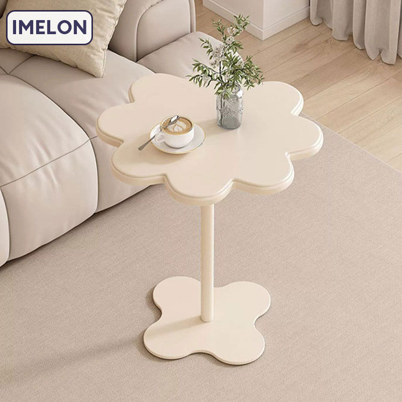 Cream-style sofa side table, white mobile coffee table, mini balcony, wrought iron small table, light luxury corner, creative side table