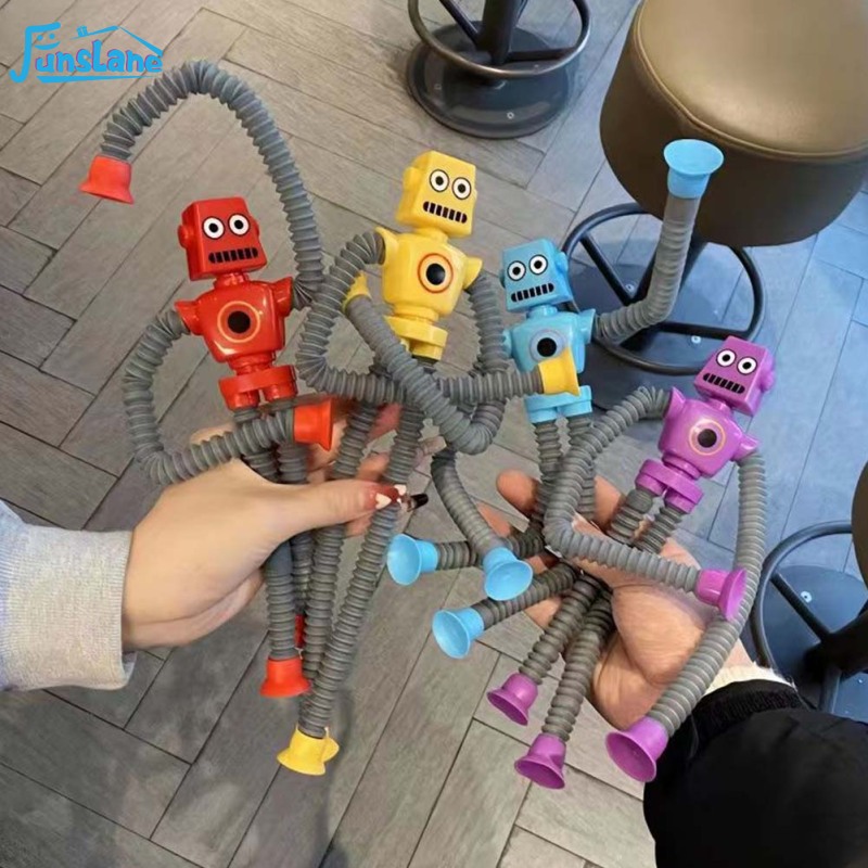 FunsLane Telescopic Suction Cup Robot Toy Funny Pop Tubes Stress Relief