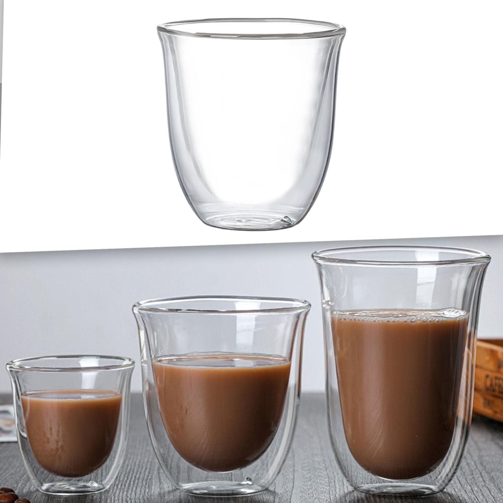 BNGOOD Drinking Cups, Glass Tea Cup, Glasses Milk Juice Cup Clear Creative Heat Resistant Glass Coffee Cups, Double Wall Cups, for Party Bar