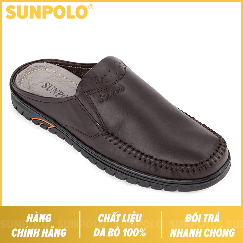 Dép Sapo nam da bò SUNPOLO SPO293 (Đen, Nâu)