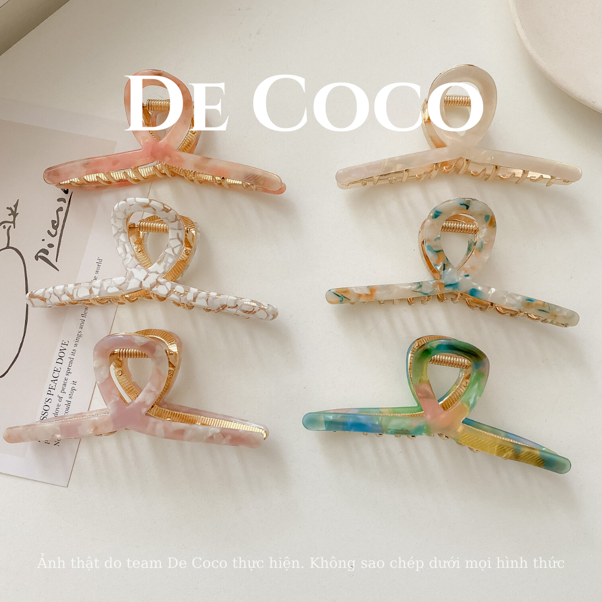 Kẹp càng cua Hàn Quốc, kẹp tóc nữ Hot trend Marble De Coco