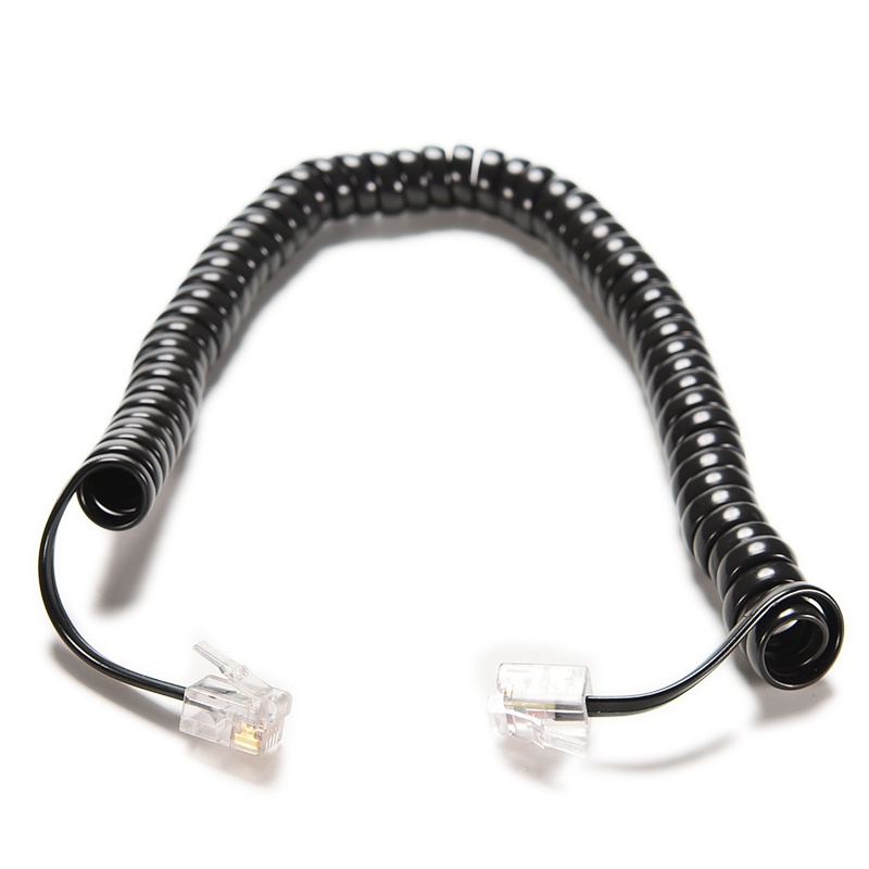 6.5FT Black Telephone Handset Phone Extension Cord Curly Coil Line Cable Wire. 