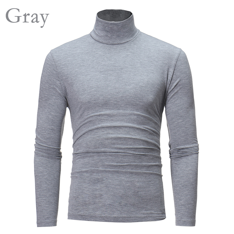 Fnr Men Autumn Pullovers Solid Turtleneck Long Sleeve T-Shirts Winter Basic Fashion