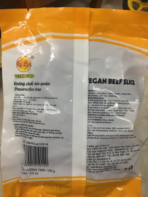 Bò lát 2 chay Âu Lạc gói 100g