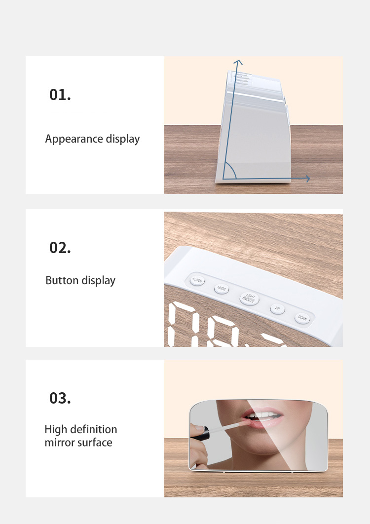 Nordic ins mirrored LED alarm clock voice activated creative clock student dormitory bedside clock battery plugged in