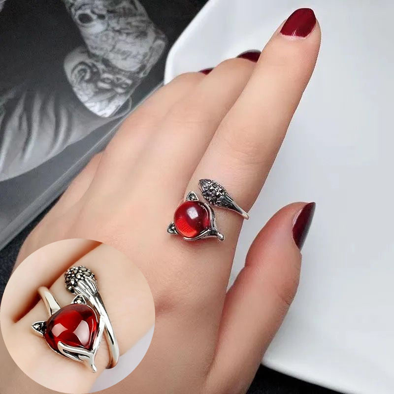 Transferring Rings Lucking transfer ring women's silver red glazed fox ring ins does not ...