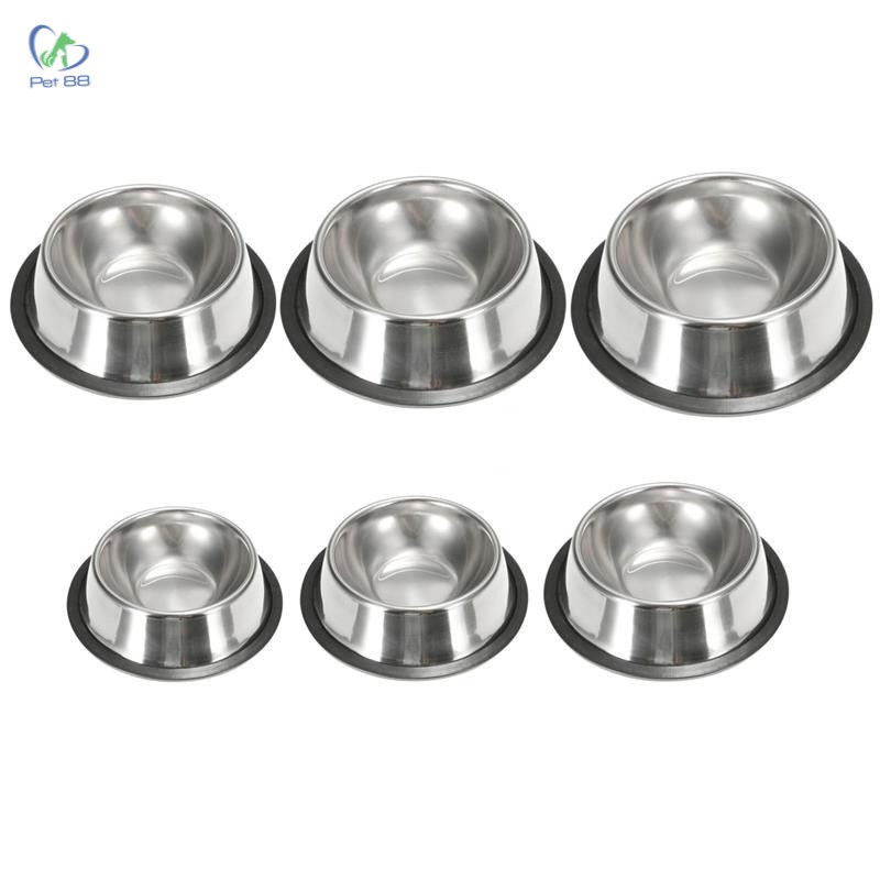 Bát inox trắng đựng đồ ăn cho thú cưng