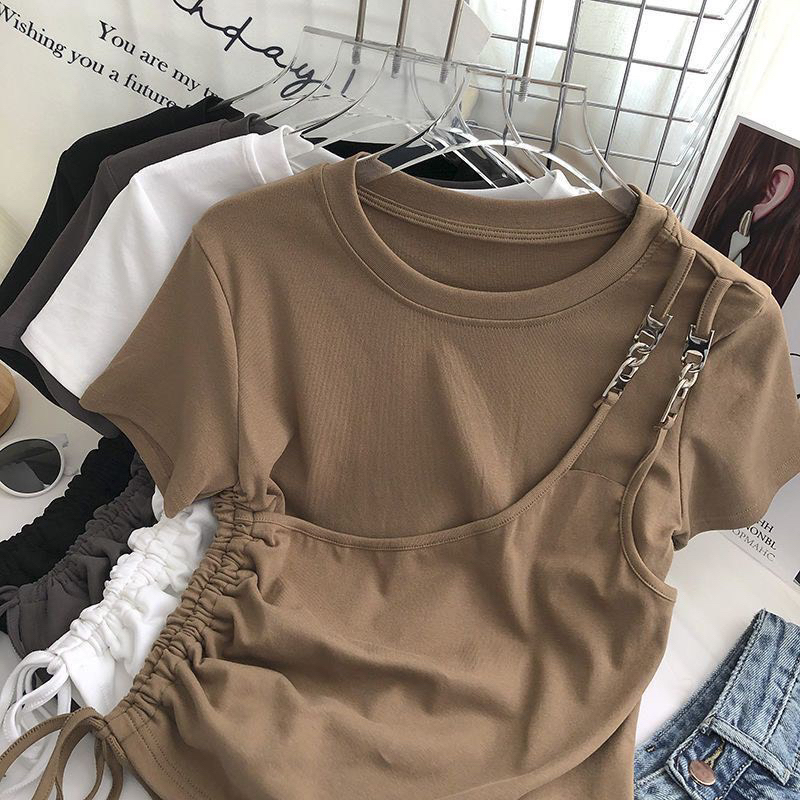 KCS⭐Áo croptop rút dây phối khoá🔉