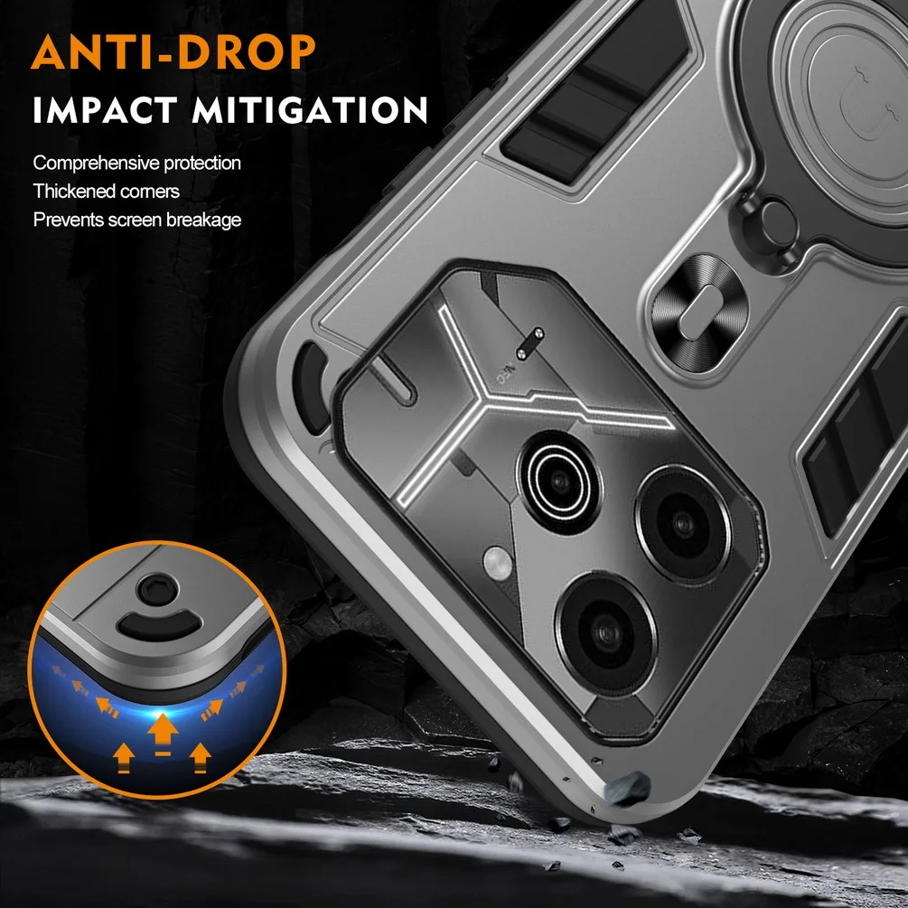 Phone cover For Tecno Pova 6 6Pro case shell Shockproof Armor iron Metal Ring Kickstand Bracket Casing For Tecno Pova 6 Pro Cases Housing.