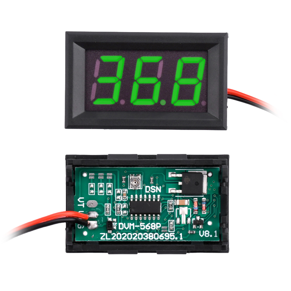 Shockley DC 5-120V Mini Voltmeter Blue LED Digital Display Panel Voltage Meter 2 Wire 0.56 Inch for Motorcycle Battery Monitor