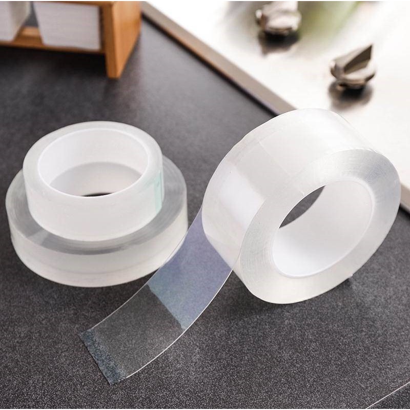 [Cuộn 1/2/3 mét; Loại dày] Cuộn keo 2 mặt silicon siêu dính trong suốt