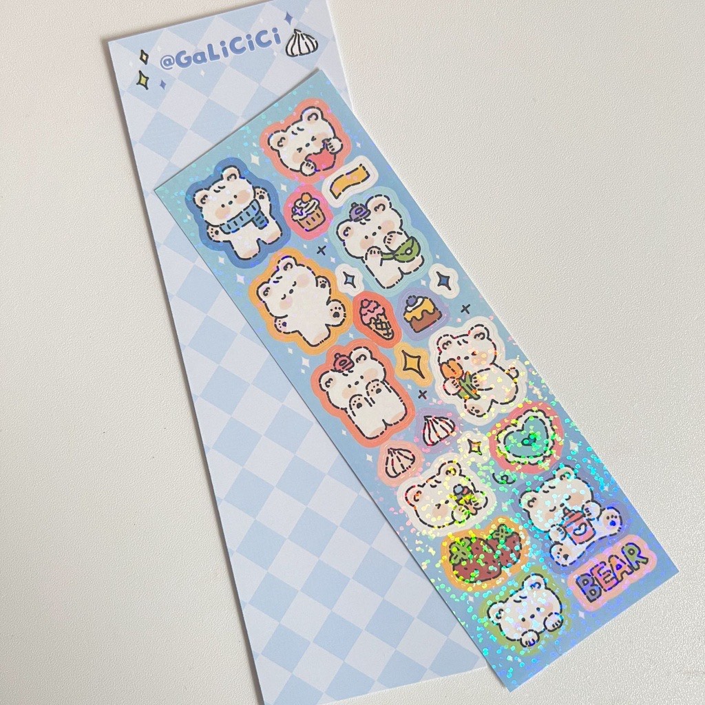 Sticker hình cún cán màn nhũ trang trí toploader