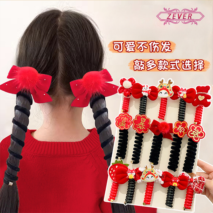 Băng đô cài tóc màu đỏ dễ thương cho bé gái