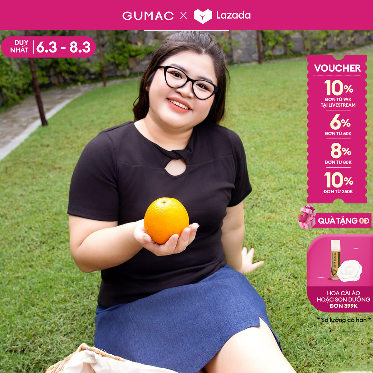[25 - 29.4 |Voucher 8-12%] Áo thun nữ bigsize cổ xoắn thời trang GUMAC ATD10037